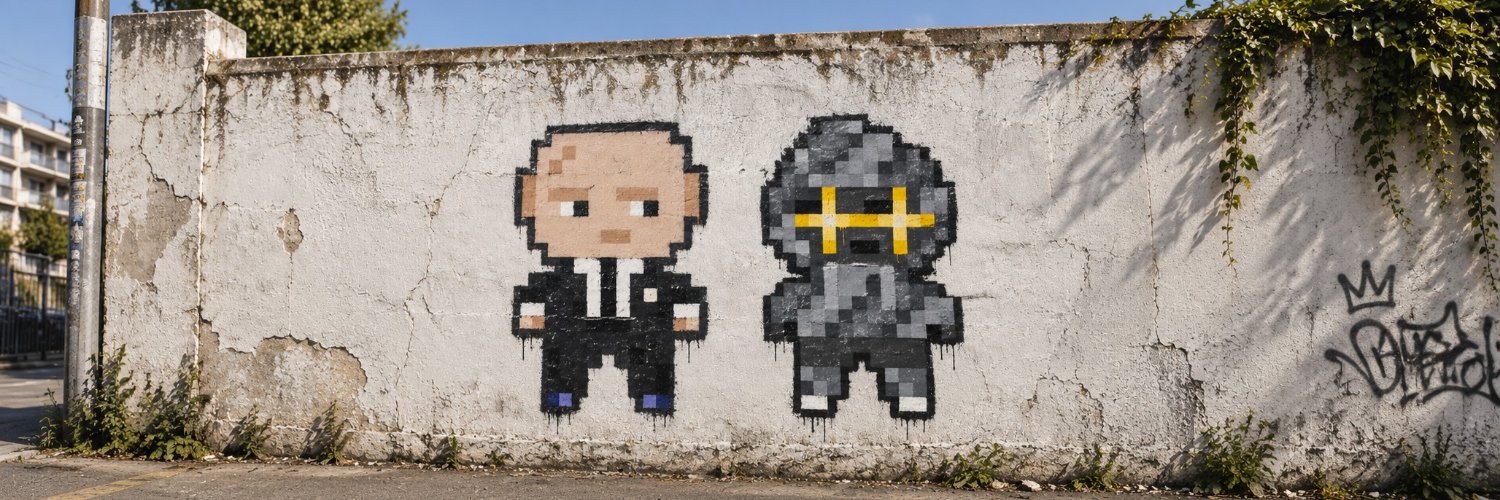 Bitborn #1 and a Genesis, painted on a street wall